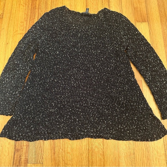 EILEEN FISHER Organic Cotton Fishnet Knit Slight A-line Sweater~Size M(z) - Picture 2 of 11